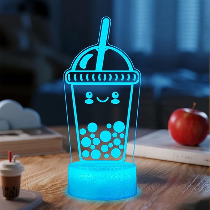 Boba Lamp, Boba Gifts, Boba 3D Night Light with Remote Control, 16 Color Changing, Timer, RGB Flashing Mode, Dimmable - Boba Gifts for Boys & Girls