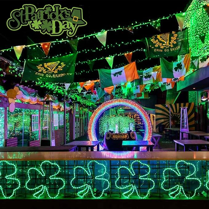 JMEXSUSS 2 Pack Green Lights Battery Operated String Lights Outdoor Waterproof, Total 200LED 66ft Battery Powered Rope Lights with Remote, Green Lights for St Patricks Day Decorations