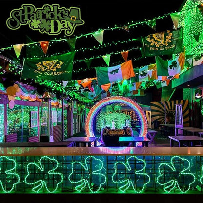 JMEXSUSS 2 Pack Green Lights Battery Operated String Lights Outdoor Waterproof, Total 200LED 66ft Battery Powered Rope Lights with Remote, Green Lights for St Patricks Day Decorations