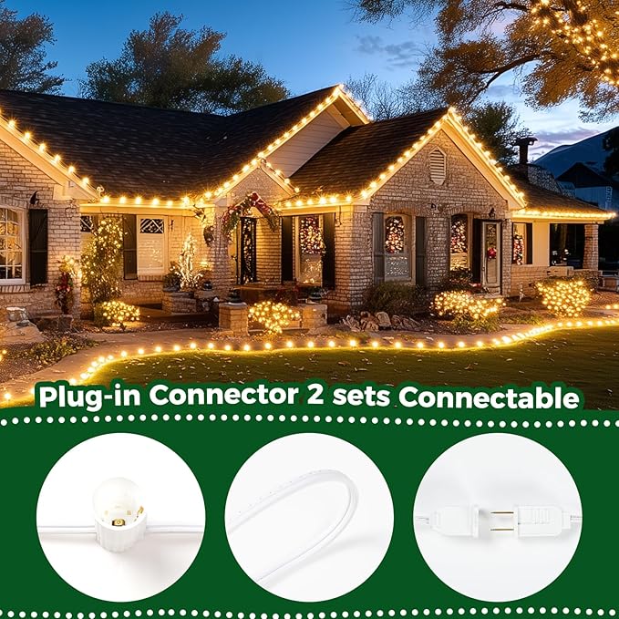 Minetom C9 Christmas String Lights Outdoor 50ft Vintage Christmas Tree Lights for Indoor Outdoor Roofline Patio Room Holiday Party Backyard Xmas Decoration, White Wire, 50+2 Bulbs