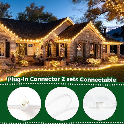 Vintage C9 Warm White Christmas Lights Outdoor, 100 FT C9 String Lights for Christmas Decorations Holiday Party Indoor Room Outdoor Roofline Backyard Garden Patio Cafe Home Decoration, E17 Base