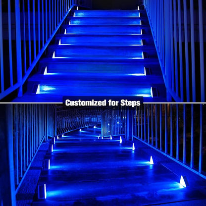 VOLISUN Solar Stair Lights 12 Pack, Solar Step Lights Outdoor Waterproof IP67, LED Outdoor Step Light,Outdoor Light Decor for Garden Stair, Deck, Front Step and Front Porch（Blue Lighting）