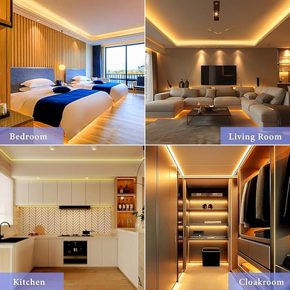 COB Smart LED Strip Light - 32.8ft/10m 2700K Warm White 24V Dimmable Light Strip with Remote High-Density 4800LEDs CRI90+ Compatible with Alexa/Google Assistant Cuttable Tape for Closet Shelves
