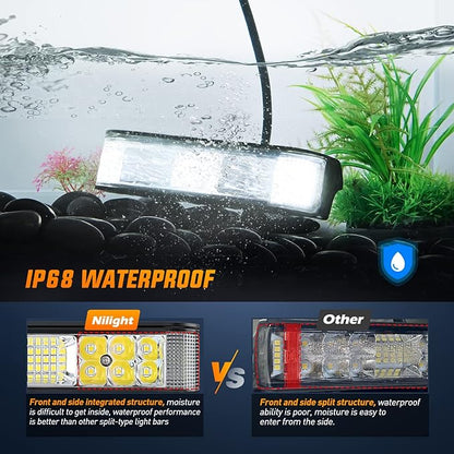 Nilight Side Shooter LED Light Bar / Pods 2PCS 6.5 Inch 60W Flood Spot Beam Combo Fog / Driving Light Work Light for Truck ATV UTV Boat, 2 Years Warranty