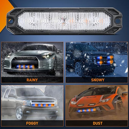 Nilight 6LED Emergency Strobe Lights 4PCS Ultra slim Surface Mount Hazard Caution Light bar 12-24V Sync Feature Warning Flashing kit for Truck Car Vehicle ATV SUV UTV Yellow and Blue