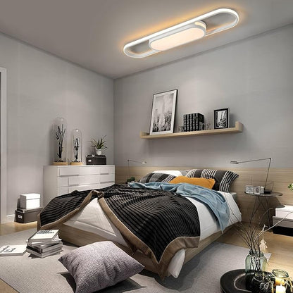 Qcyuui Modern LED Ceiling Light,Dimmable Linear Ceiling Lamp,31.5in Kitchen Lighting Fixtures Ceiling for Bedroom Hallway Dining Room (45W/3000-6500K/White)