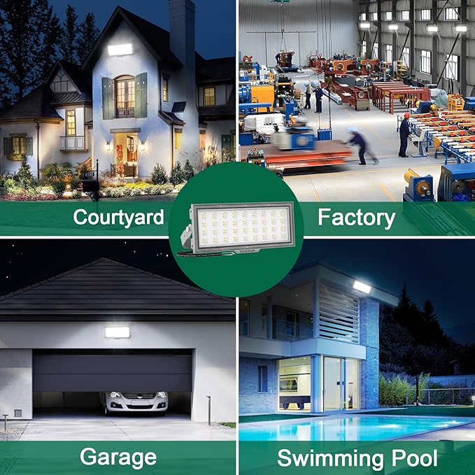 LED Flood Light Outdoor, Led Stadium Lights Super Bright Security Lights 100W, 13000Lumen, 6500K Daylight White, IP67 Waterproof