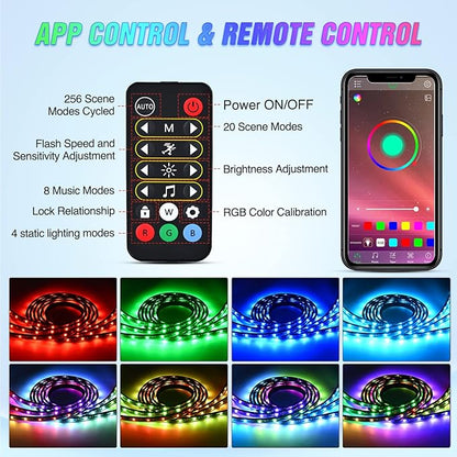 Nilight Truck Bed Light Strip RGB-IC LED Bar for Pickup Multi Dream Color DIY Music Synchronous with APP and RF Remote Control 3PCS 60 inch Cargo Lighting