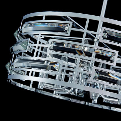 Saint Mossi Modern K9 Crystal Chandeliers, Drum Pedant Light Fixture for Living Space, D18 x H24, Adjustable Chains 59", Chrome Finish Metal Frame