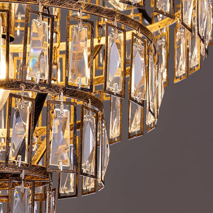 Wellmet French Empire Crystal Chandelier, 13-Light Bronze Luxury Crystal Chandelier, Traditional Court Chandelier For Living Room, Dining Room, Bedroom, Drawing Room, Foyer, Hallway, Restaurant, 33''W