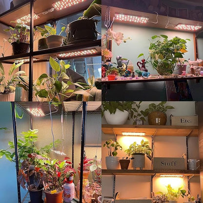 Grow Light,20W Ultra-Thin LED Grow Lights for Indoor Plants Full Spectrum, 6/10/12H Timer Plant Light, 132 LEDs Under Cabinet Plant Growing Lamp Strip for Seedlings, Veg, Flower 2-Pack