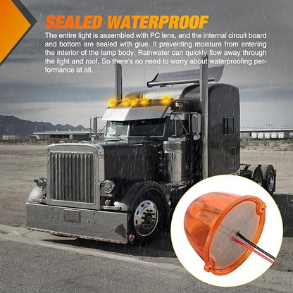 Nilight Cab Roof Marker Light 5 PCS 18 LED Amber Torpedo Top Clearance Indicator Lights Waterproof Surface Mount for Heavy Duty Trucks Trailer Camper RV Tractor