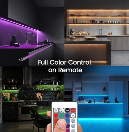 Feit Electric 20ft Color LED Tape Light, COB Technology, Customizable Length, Remote Control, Ultra-Thin 10mm Design, Perfect for Indoor Lighting, Shelves, Cabinets & Staircases, TAPE240/COB/RGB