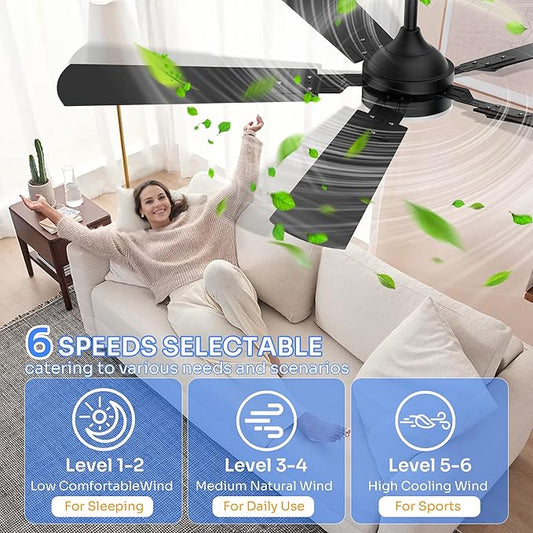 Ceiling Fans with Lights, 52 Inch Modern Ceiling Fans with Lights and Remote Control, DC Reversible Motor, Noiseless, 3CCT, Ceiling Fan for Bedroom, Living Room, Apartment Indoor/Outdoor Use