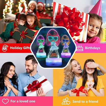 Girls Gifts, Singing Girl Birthday Gift, Cool 3D Night Light for Music Fans Merch, Table Lamp for Music Party Supplies, Decoration for Room, Night Light with Multi-Colors Change and Timing