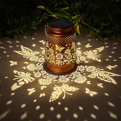 Butterfly Solar Lanterns Outdoor Waterproof,Garden Decor Metal Hanging Decorative Solar Lights,Mothers Day Gifts,Birthday Gifts for Women Mom Grandma,Gardening Gifts for Yard,Patio, Lawn,Tabletop