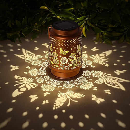 Butterfly Solar Lanterns Outdoor Waterproof,Garden Decor Metal Hanging Decorative Solar Lights,Mothers Day Gifts,Birthday Gifts for Women Mom Grandma,Gardening Gifts for Yard,Patio, Lawn,Tabletop