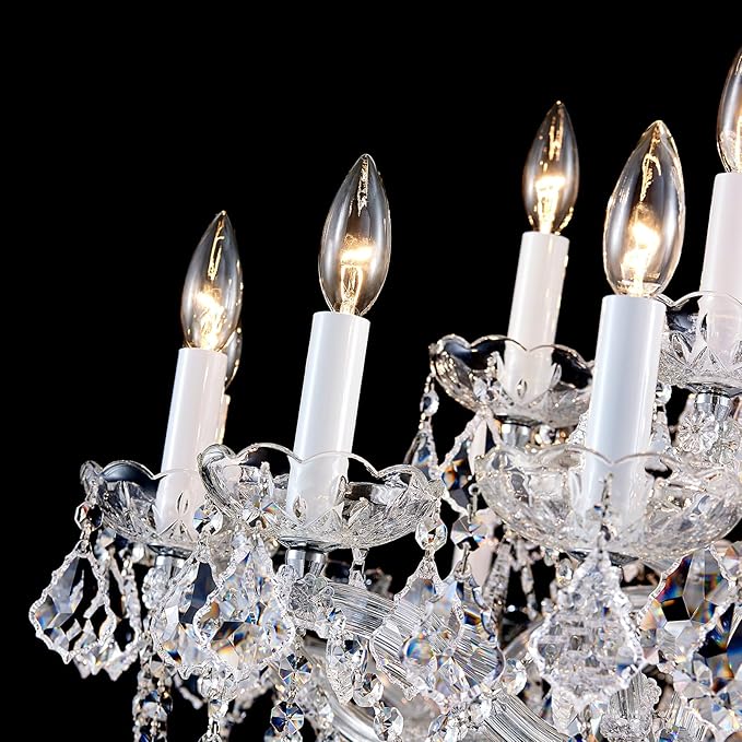 Large Crystal Chandeliers Light Fixture - 24 Lights High Ceiling Hanging Chandelier 2 Layers Maria Theresa Crystal Light Luxury Chandelier for Entryway, Staircase,Living Dining Room