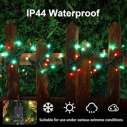 LAMPHOME 500 LED Red & Green String Lights, 46ft 16 Modes Plug in Christmas Lights, Waterproof Connectable Color Changing Cluster Lights for Indoor Outdoor Party Holiday Decor