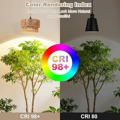 Hanging Grow Light for Indoor Plants, 30W Full Spectrum 4000K Plug-in Pendant Grow Lamp with Timer, 15FT Cord, Adjustable Hanging Kit for Tall Plants, Seedlings, Succulents