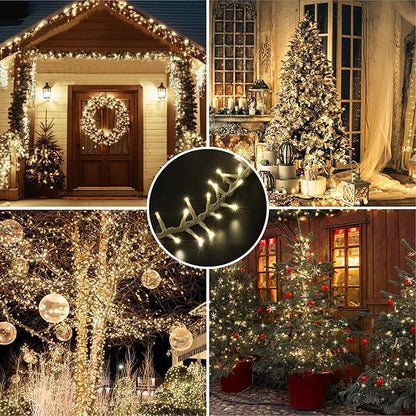 LAMPHOME 500 LED String Lights - 46ft 500LED Outdoor/Indoor Plug-in Twinkle Fairy Lights with 11 Modes - Warm White