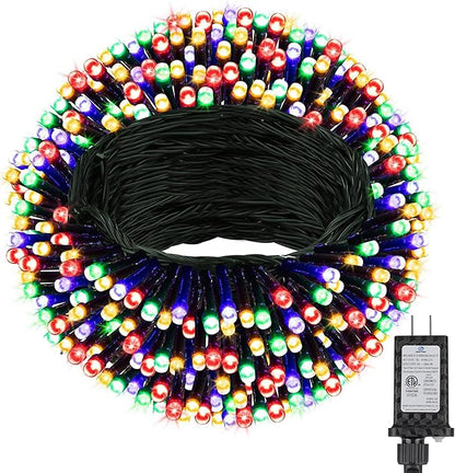 132FT 400 LED Christmas Tree String Lights Outdoor Fairy Lights Plug in, Expandable Green Wire Clear Bulbs Mini Lights 8 Modes, Xmas Wedding Party Decoration (Multicolor)