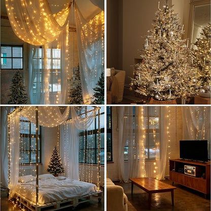 Dailyart Plug in 500 Led Fairy Lights with Remote 42Ft Fairy Lights with Timer Waterproof for Bedroom Wreath Party Window Wedding Decoration Warm White Black Wire