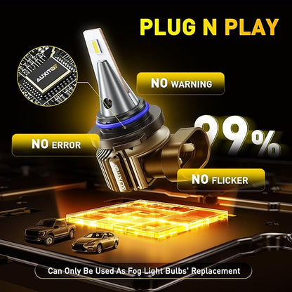 AUXITO 9006/hb4 LED Fog Light Bulbs 18000LM, 1000% Brighter 6500K 9006 Fog Lights, 1:1 OEM Replacement for Cars Trucks SUVs, 3-Minute Installation, IP68 Waterproof, Pack of 2