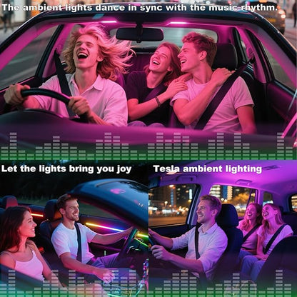 LED Car Ambient Lighting Strip for Tesla High Brightness with APP Control Multiple Colors and Car LED Strip Lighting Neon Lights for Model 3/Y (Dashboard)