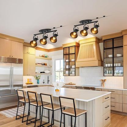 3-Lights Plug in Track Lighting with 14.8ft ON/Off Cord, Adjustable Plug in Ceiling Light,Black Track Lighting for Kitchen Dining Room Bathroom Over Sink Laundry Room