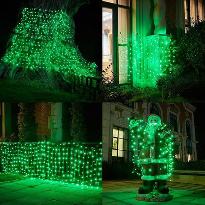 Dirnun Led Christmas Net Lights Green Outdoor Christmas Lights 160LED 5ftx7ft, Waterproof Outdoor Indoor Fairy Mesh Net Light for Xmas Party, Yard, Patio, Trees, Shrubs, Bushes Decorations