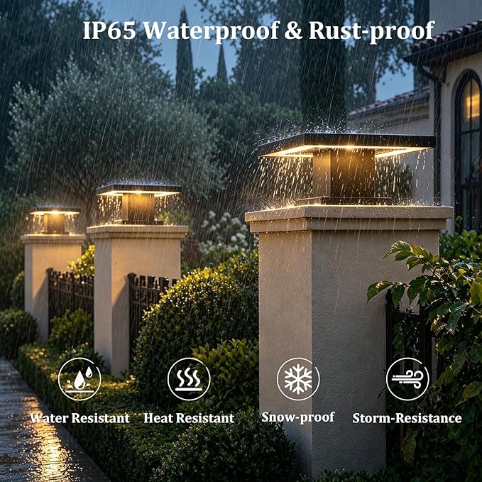 Outdoor Post Lights Modern 3000K LED Column Caps Lights Waterproof Outside Housing Pillar Lights Hard Wired Landscape Pathway Lamp Fence Deck Caps Lanterns For Gate Mailbox Pier Pedestal Lighting