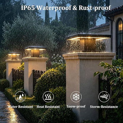 Outdoor Post Lights Modern 3000K LED Column Caps Lights Waterproof Outside Housing Pillar Lights Hard Wired Landscape Pathway Lamp Fence Deck Caps Lanterns For Gate Mailbox Pier Pedestal Lighting