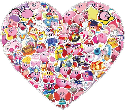 100PCS Cute Cartoon Kirby Stickers Kawaii Game StickersLaptop Waterproof Car Bicycle Suitcase Computer Water Bottle Mobile Phone Sticker Water Resistant Decals (KB100)