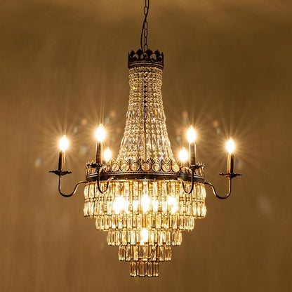Wellmet French Empire Crystal Chandelier, 13-Light Bronze Luxury Crystal Chandelier, Traditional Court Chandelier For Living Room, Dining Room, Bedroom, Drawing Room, Foyer, Hallway, Restaurant, 33''W
