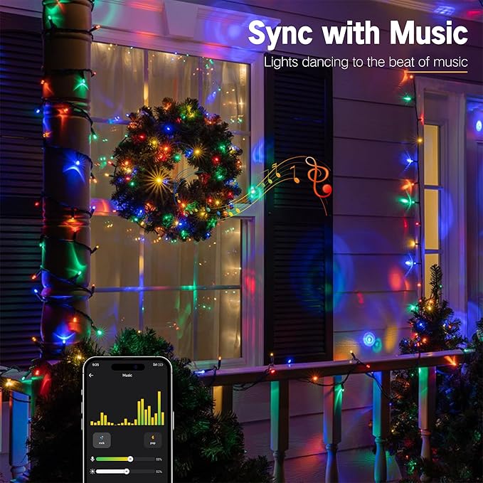 BrizLabs Color Changing Smart Christmas Lights, 98ft 300 LED App & Voice Control Christmas String Lights, Warm White Multicolor Mini Light, Dimmable Xmas Light Music Sync for Holiday Party Tree Decor