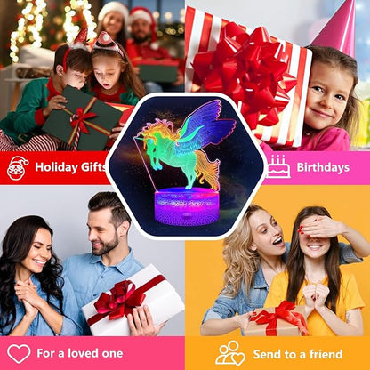 Horse Night Light, 3D Illusion Lamp with Remote Control, Timer, Multi-Color Changing, Dimmable Kids Bedroom Lamp, Led Night Light Lamp Horse Stuff for Girls & Boys, Birthday Christmas Gift