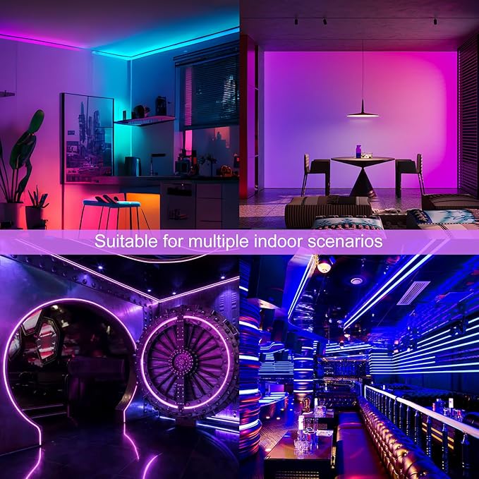Pandery RGB COB LED Strip Light with Remote and app Control,Music Synchronized Color Change 24V RGB led Strip,16.4FT/5M,10mm Wide,Indoor RGB Lights for Bedroom,Game Room,Bar,Party