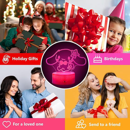 16 Colors Night Light 3D Illusion Table Lamp with Touch & Remote Control Acrylic LED Lamp Anime Led Light Cute Desk Lamp for Kids Artwork Decor Christmas Halloween Birthday Decoration Gifts