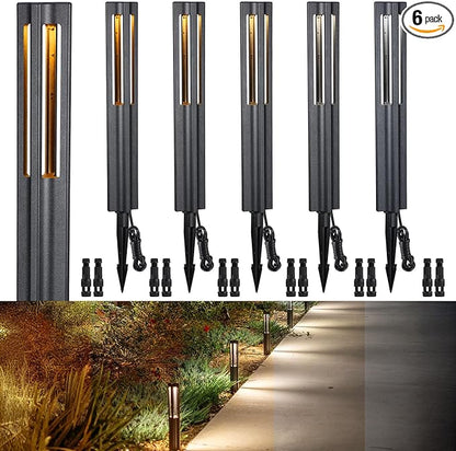 LEONLITE 5CCT Low Voltage Path Lights, Update 1800K2700K3000K4000K5000K Selectable, 3W LED Landscape Pathway Lights, Outdoor Landscape Lighting, Aluminum, 12-24V AC/DC, ETL, IP65, Pack of 6