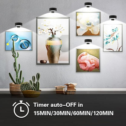 Arixinks 3PACK Picture Light Battery Operated with Remote, Painting Light for Wall Art with 3 Lighting Colors Dimmable, LED Art Display Accent Light on Wall for Poster Dartboard Frame Portrait Black