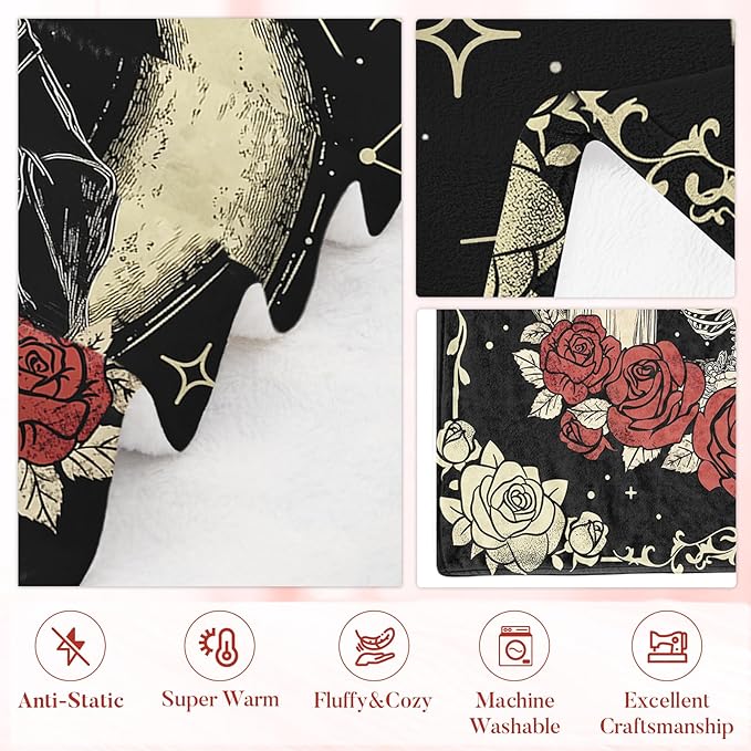 Valentine's Day Gifts for Women Men,Anniversary Blanket Gifts for Boyfriend Girlfriend, Romantic Gift for Wedding, Skull Blanket Gifts, Birthday Gifts for Wife, Husband, Couples Gift for Her Him 50x60
