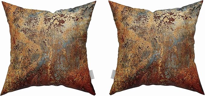 Emvency Set of 4 Throw Pillow Covers Brown Rust Colorful Metal Rusty Steel Iron Structure Wall Door Modern Abstract Decorative Square 20x20 Inches Pillowcases Home Decor Cases Cover