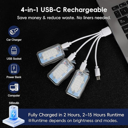 11 LEDs Wireless Strobe Lights with Remote 500mAh Rechargeable Car RGB Car Interior Ambient Lighting Anti-Collision Strobes Light for Motocycle Vehicle Bike Scooter Warning Flashing 4PCS