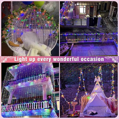 132FT 400 LED Outdoor String Lights, Connectable Christmas Lights Indoor Waterproof with 8 Modes, Plug in Twinkle Fairy Lights Clear Wire for Easter Bedroom Home Wedding Yard Decorations, Multicolor