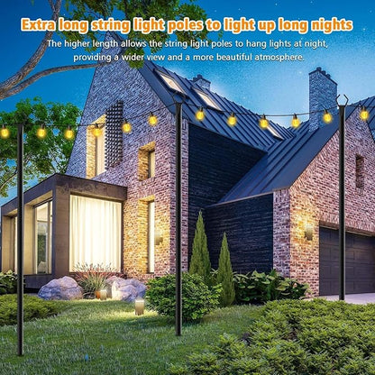 LETIANPAI 10 Pack String Light Poles,10 Ft Metal Poles with Fork for Outdoor String Lights,Outdoor Light Poles with Fork,Poles/Post/Stand for Outside