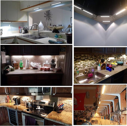 AIBOO LED Under Counter Light Rigid Bar Kit, Plug in Corded 12V LED Under Cabinet Lighting Dimmable with Switch for Counter Shelf Showcase Display Lighting (6 Panels,Daylight White)