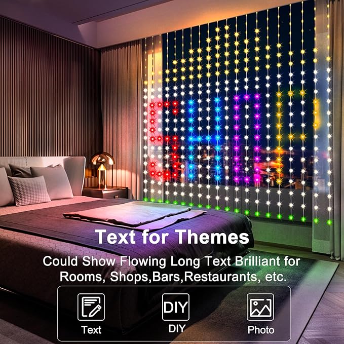 Smart Curtain Lights Plug in, 400 LED Curtain Fairy Lights 6.6Ft x 6.6Ft with App & Remote, Music Sync Programmable Window Hanging Light Dynamic DIY for Indoor Outdoor Backdrop Wall Decor