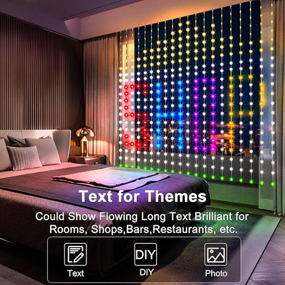 Smart Curtain Lights Plug in, 400 LED Curtain Fairy Lights 6.6Ft x 6.6Ft with App & Remote, Music Sync Programmable Window Hanging Light Dynamic DIY for Indoor Outdoor Backdrop Wall Decor