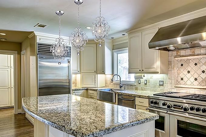 Edvivi Amorette Mini Chandelier Chrome Crystal Chandeliers, 1 Light Modern Elegant Glam Ceiling Light Fixture Chrome, Adjustable Hanging Lighting for Closet Bedroom, Girls Room, Kitchen Island, 2-Pack